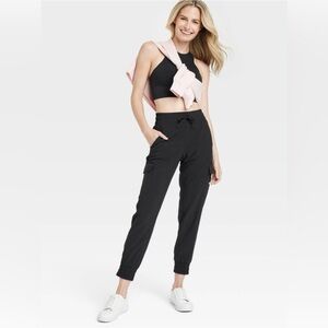 All in Motion Women's Mid-Rise Black Cargo Joggers